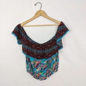 Off the shoulder XL women's Tropical crop top